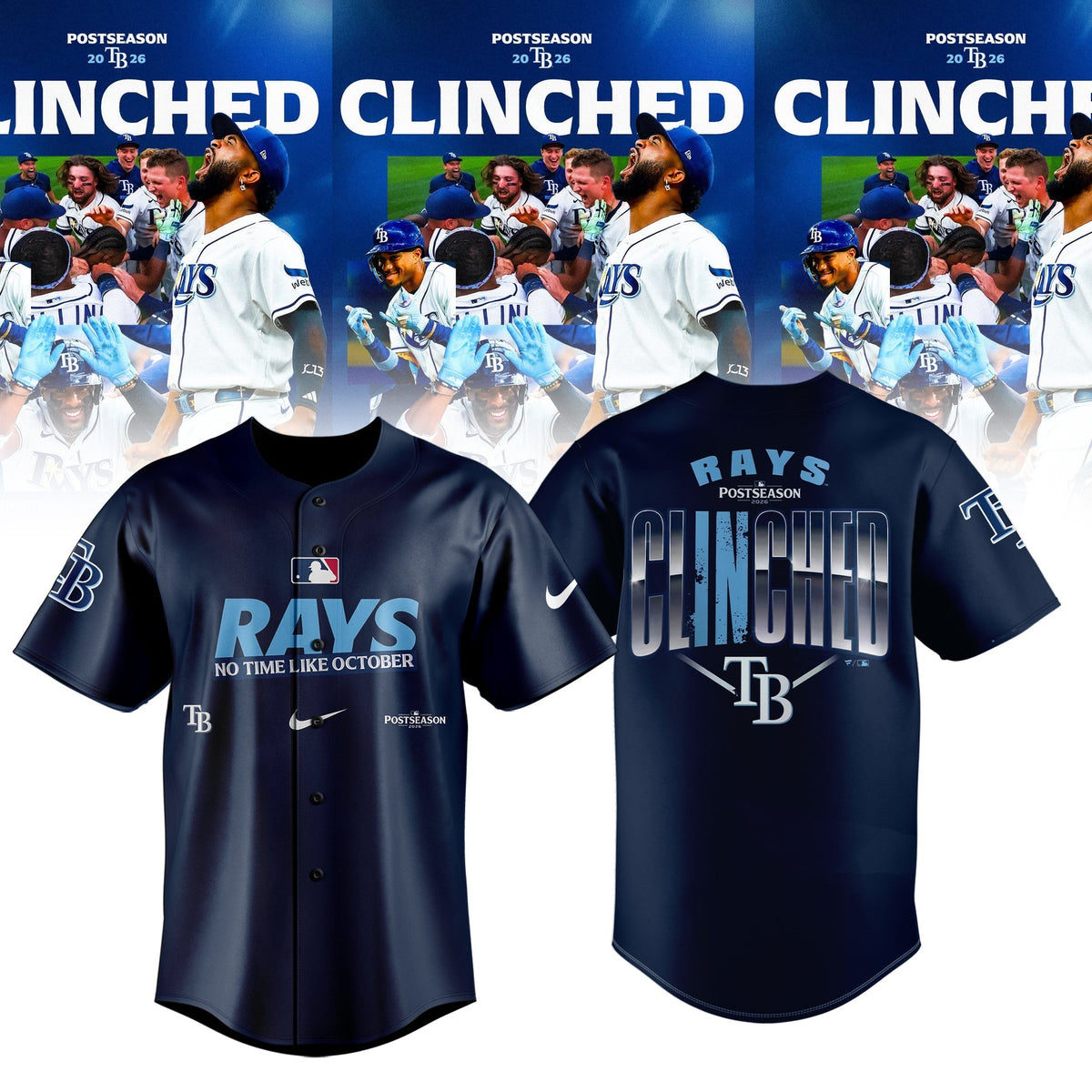 Limited Edition Tampa Bay Rays Postseason 2026 Clinched Jersey
