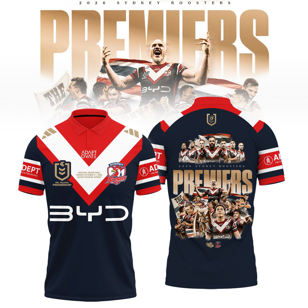 Limited Edition Sydney Roosters 2026 Premiers Polo