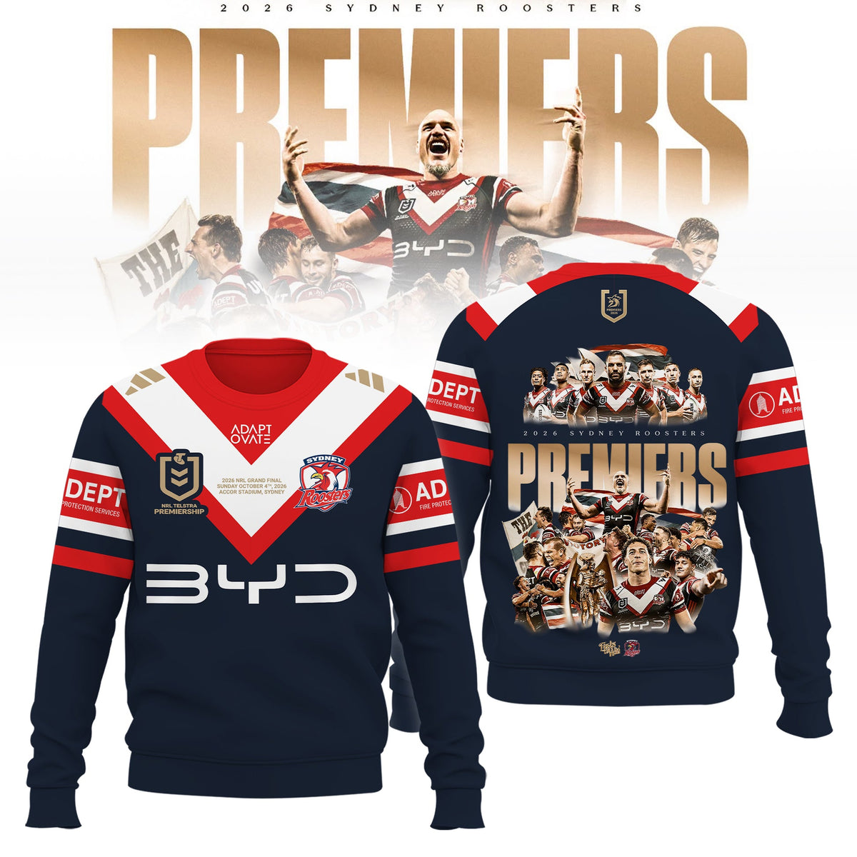 Limited Edition Sydney Roosters 2026 Premiers Sweat