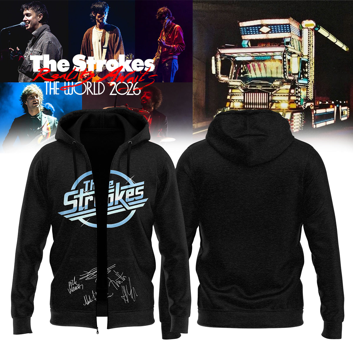 ..The Strokes Reality Awaits World Tour 2026 Limited Edition Signature – Zip Hoodie