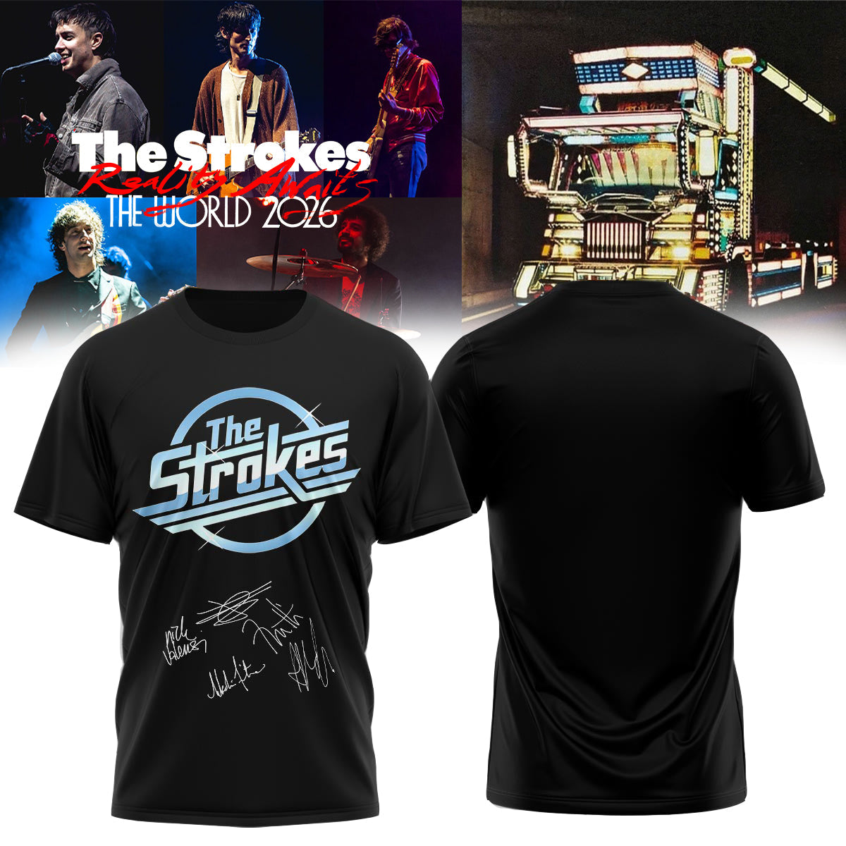 The Strokes Reality Awaits World Tour 2026 Limited Edition Signature – Tshirt