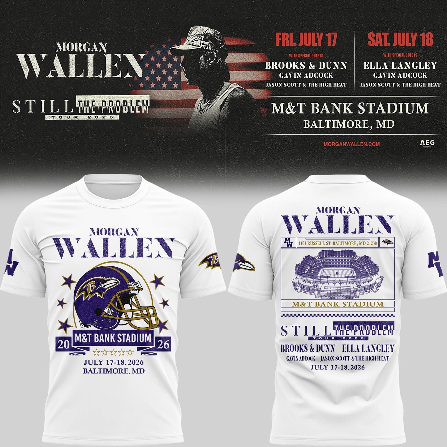 Exclusive Version Baltimore Ravens x MW  White Tshirt 2026