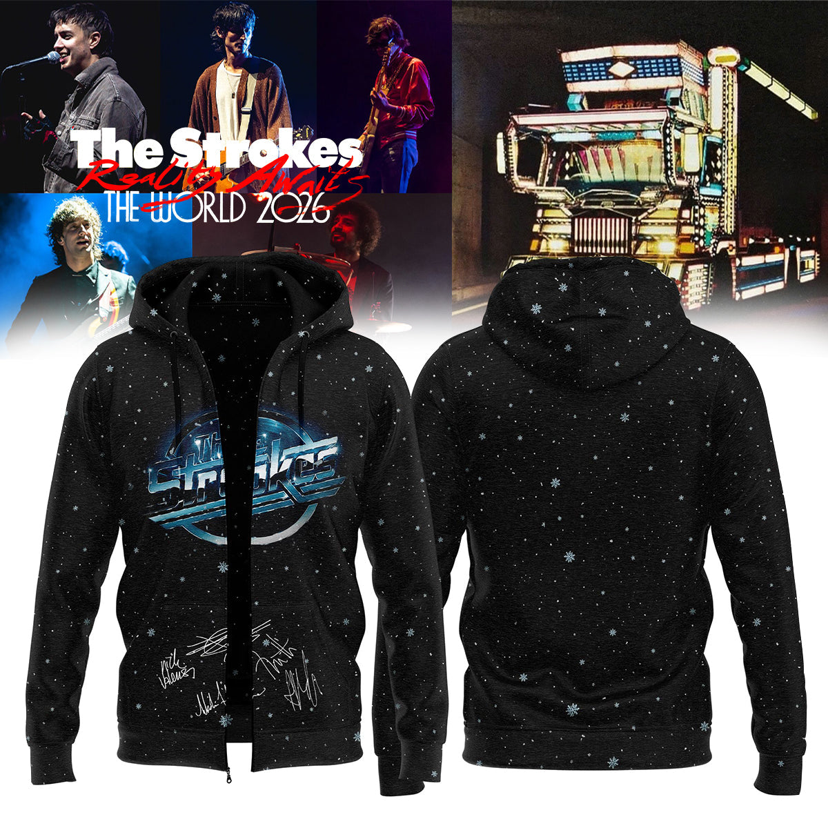..The Strokes Reality Awaits World Tour 2026 Limited Edition Signature – Zip Hoodie