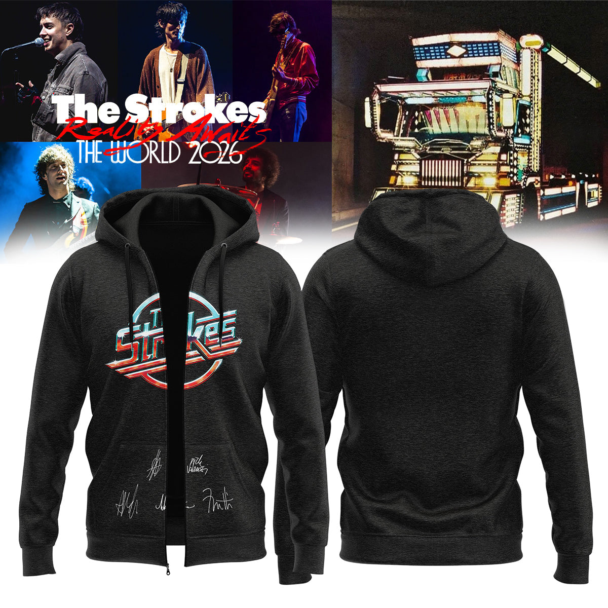 ..The Strokes Reality Awaits World Tour 2026 Limited Edition Signature – Zip Hoodie