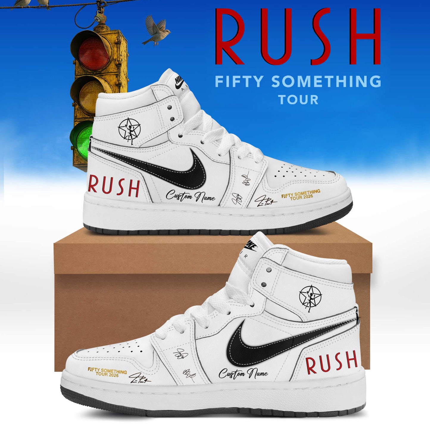 ,,RUSH “Fifty Something Tour” 2026 Signed – Shoes 1-2