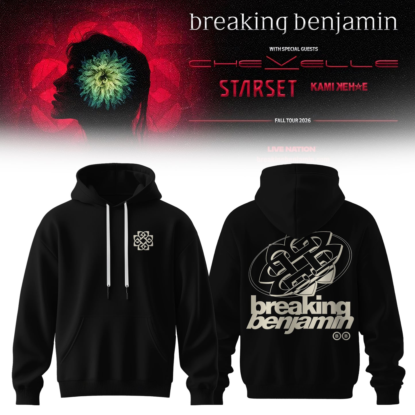 Breaking Benjamin American Tour 2026 Premium 3D All-Over Print Hoodie V3