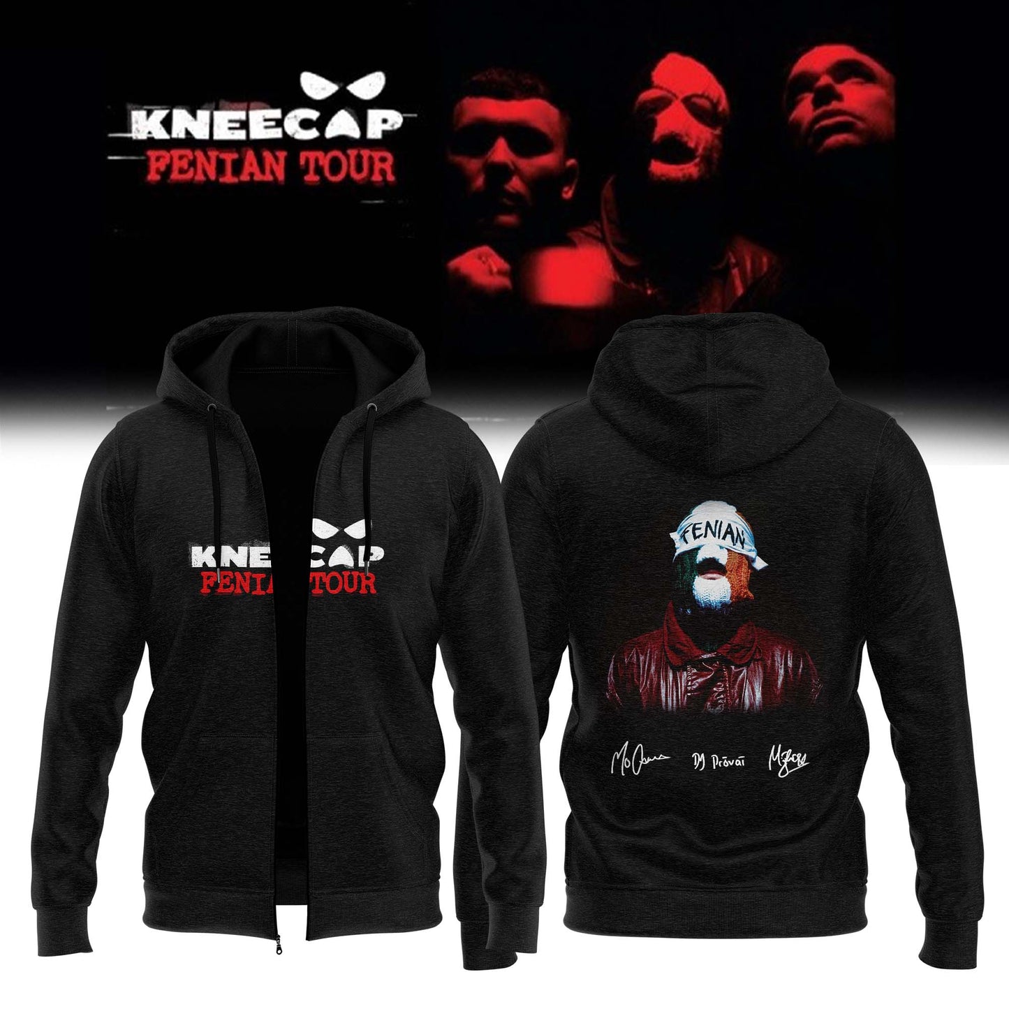 …KNEECAP ”FENIAN TOUR” Limited Edition Signature – Zip Hoodie