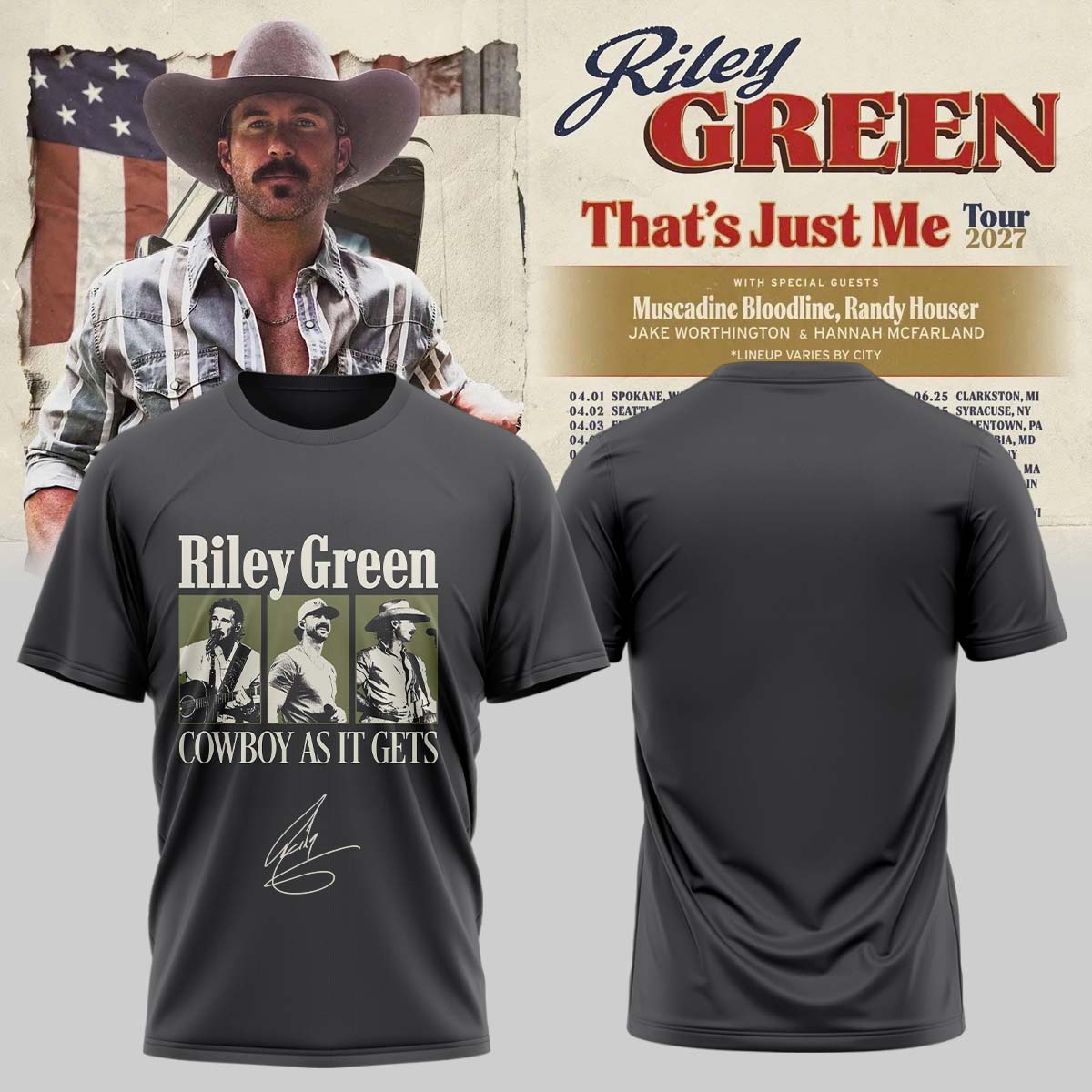 Riley Green That’s Just Me Tour signed TShirt