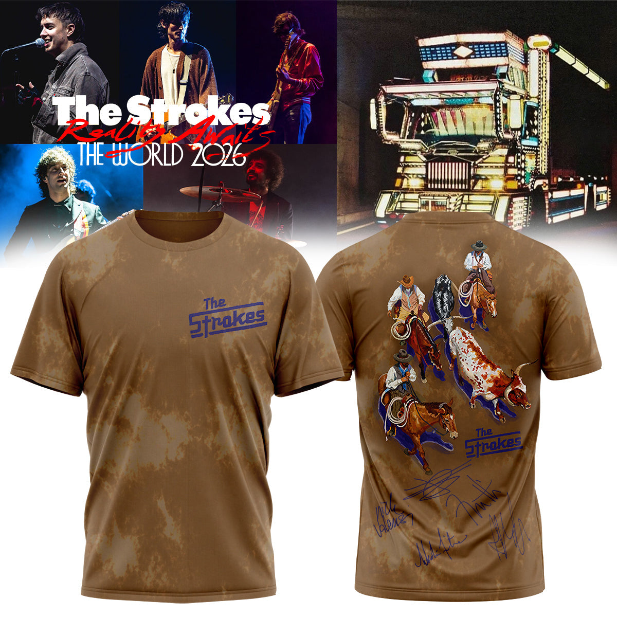 The Strokes Reality Awaits World Tour 2026 Limited Edition Signature – Tshirt