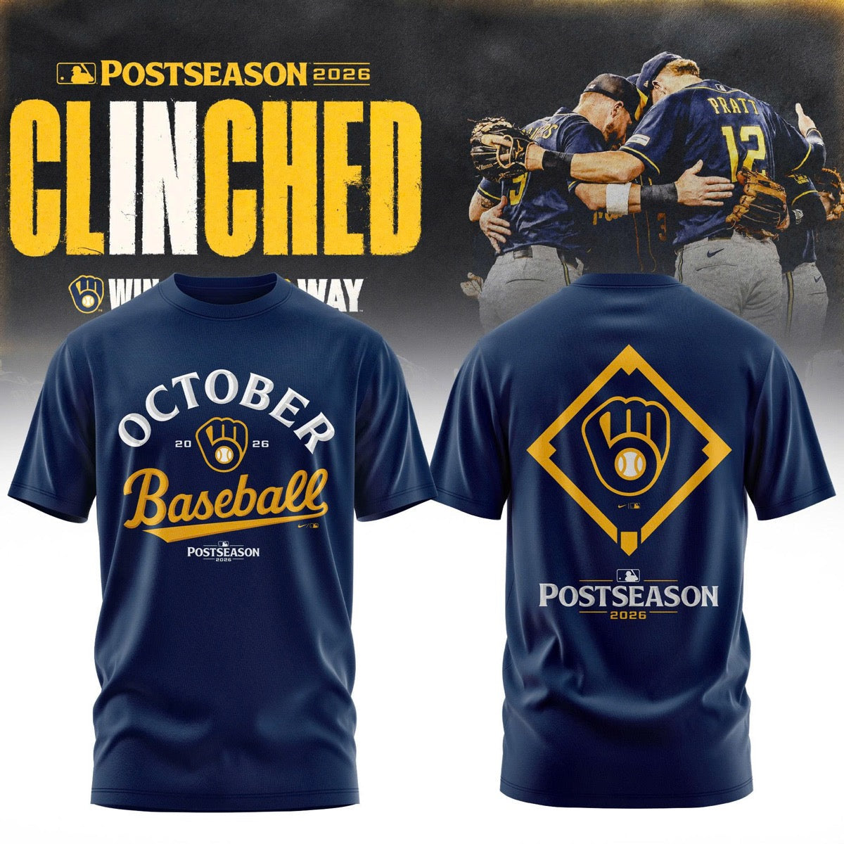 Milwaukee Brewers Postseason 2026 3D All-Over Print Graphic T-Shirt V1