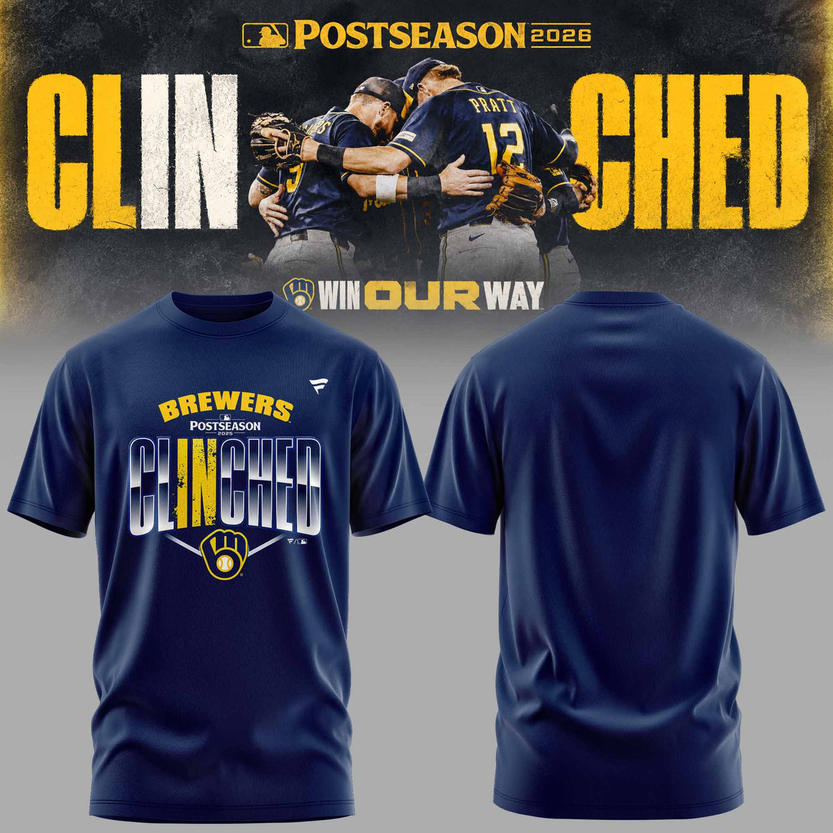 Milwaukee Brewers Postseason 2026 3D All-Over Print Graphic T-Shirt V4