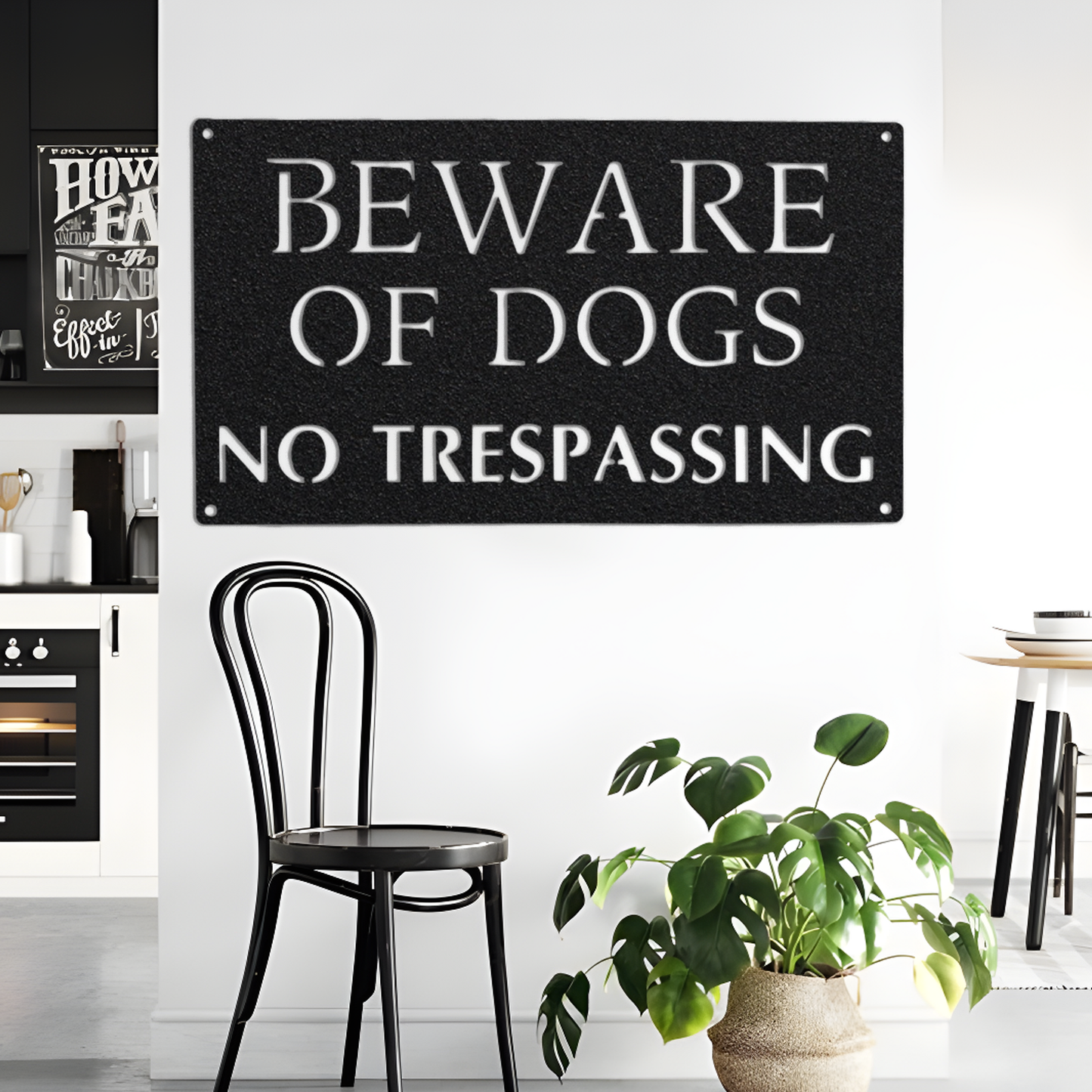 Beware Of Dogs No Trespassing Metal Sign, Customizable Metal Warning Sign