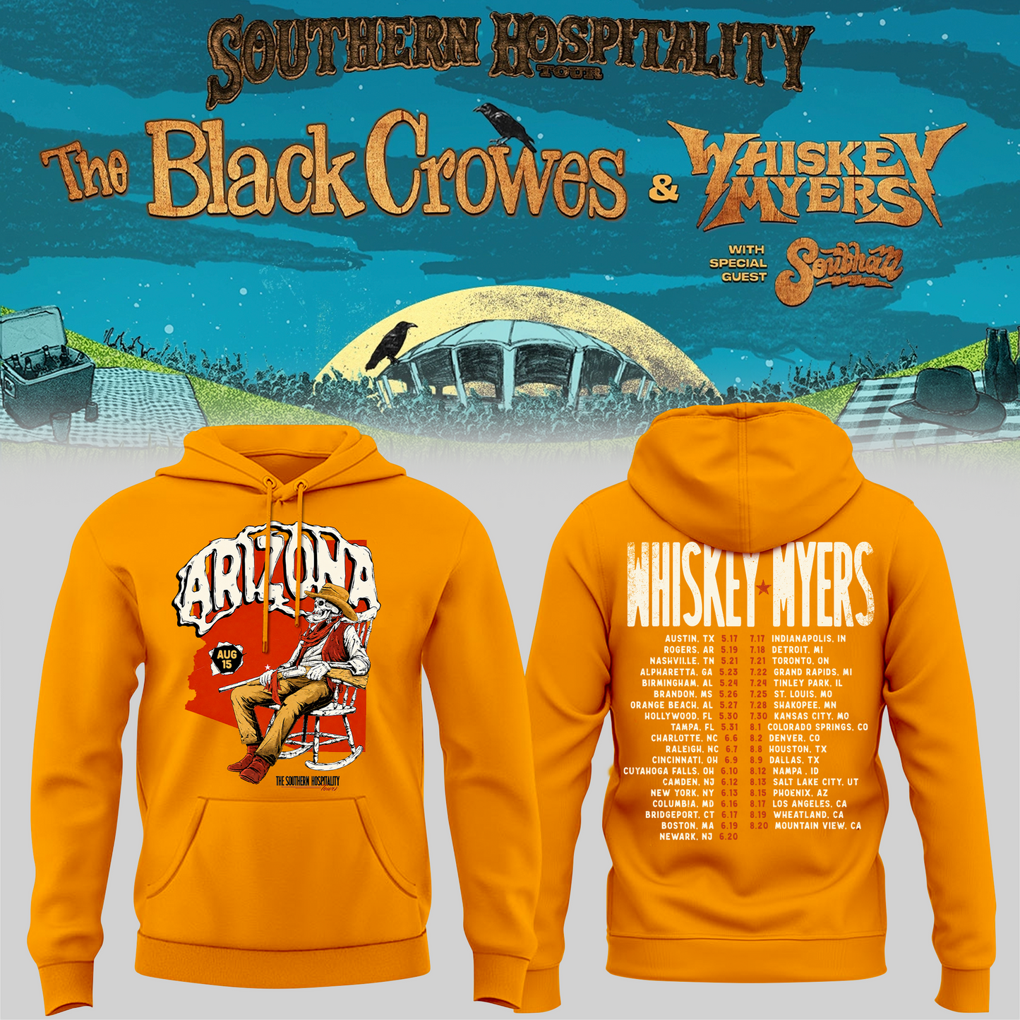 Limited Edition Whiskey Myers Southern Hospitality Tour In Arizona Hoodie 2
