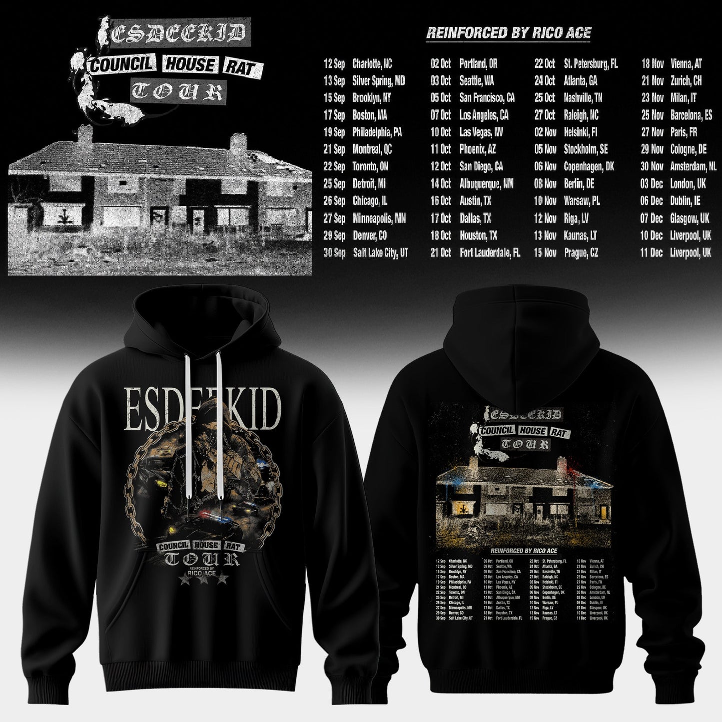 Council House Rat Tour Vintage Graphic Hoodie