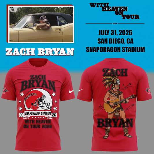 01. Zach Bryan x San Diego State Football - With Heaven On Tour 2026 T-Shirt
