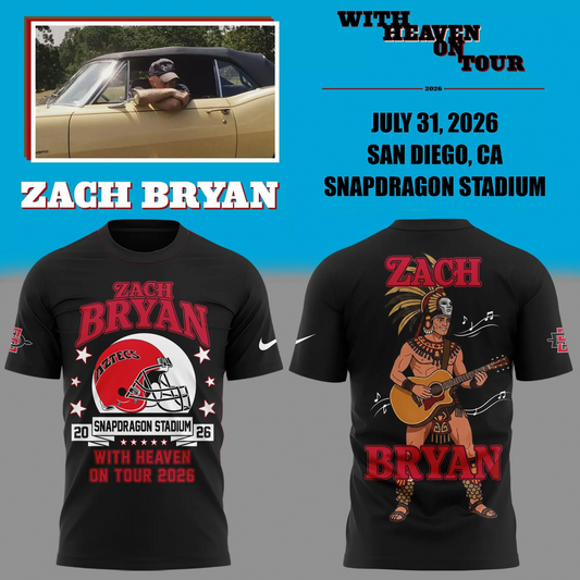 01. Zach Bryan x San Diego State Football - With Heaven On Tour 2026 T-Shirt