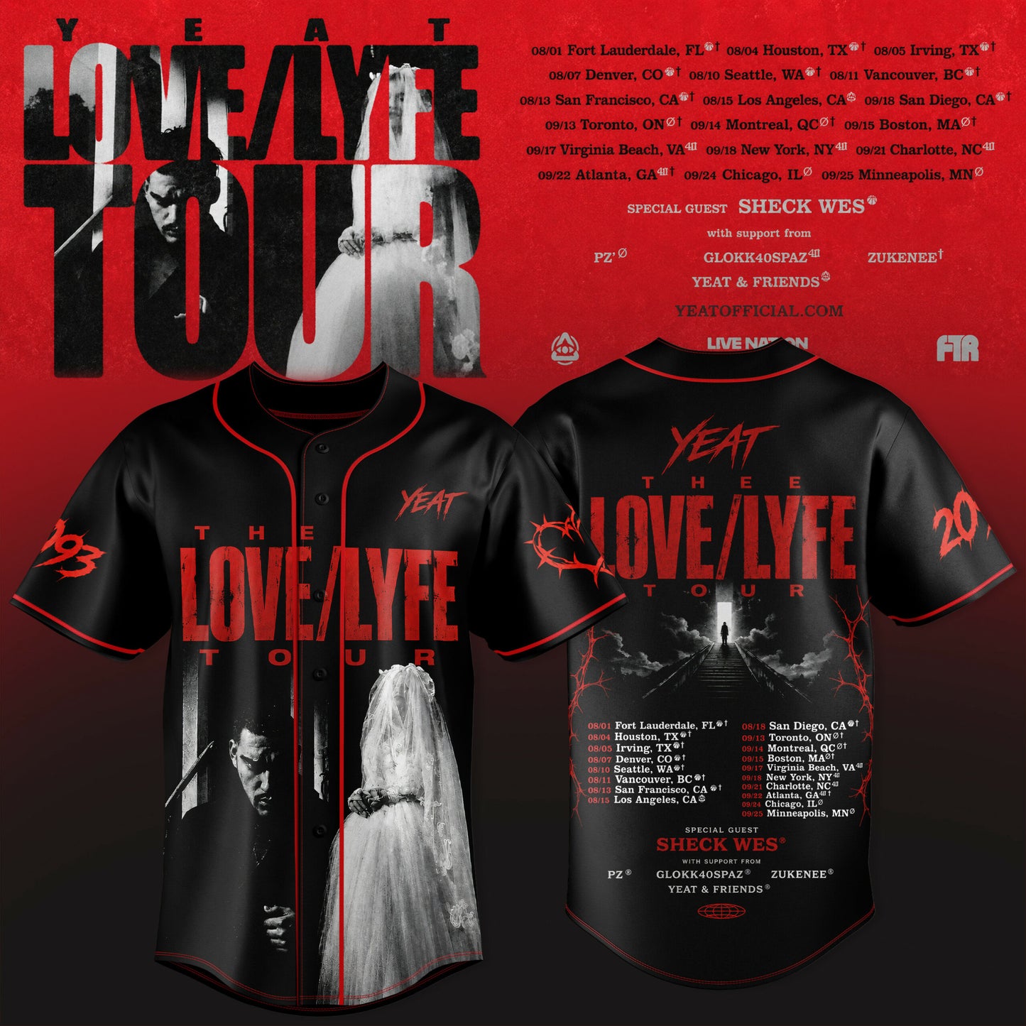 _YEAT – LOVE/LYFE TOUR Baseball Jersey Premium Graphic