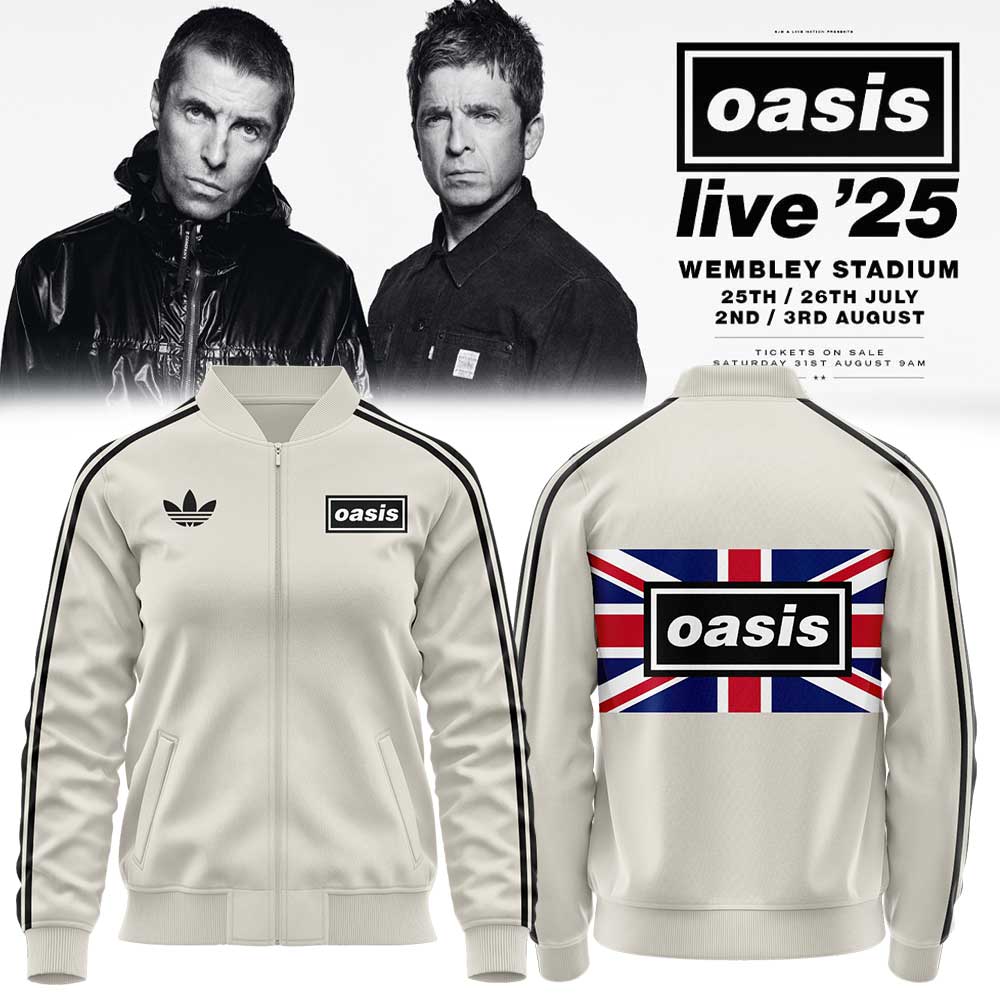 . Limited Edition Oasis “Live ’25” London Cream Flag Zip Jacket