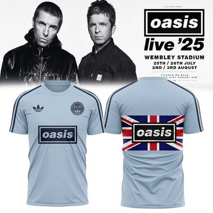 . Limited Edition Oasis “Live ’25” London Deep Blue Flag Raglan Shirt
