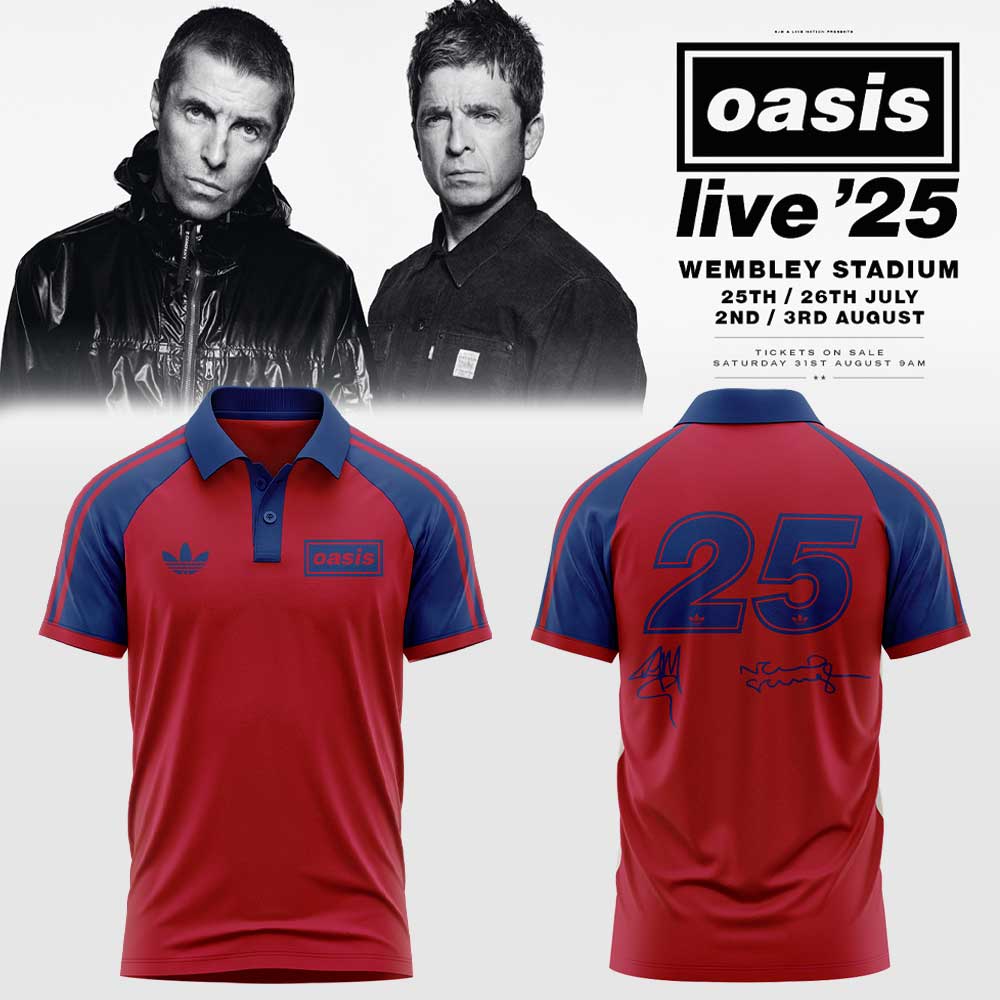 . Limited Edition Oasis “Live ’25” London Red 25 Signature Raglan Polo