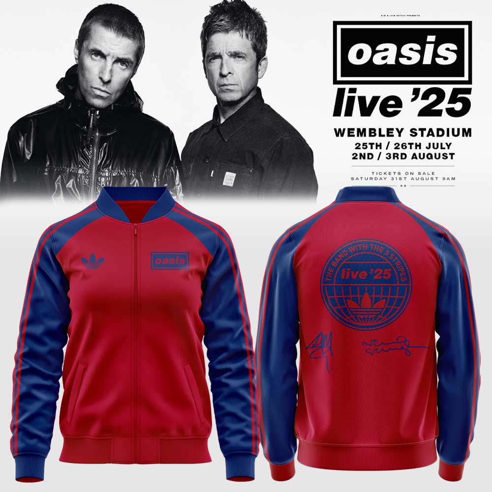 . Limited Edition Oasis “Live ’25” London Red Signature Zip Jacket