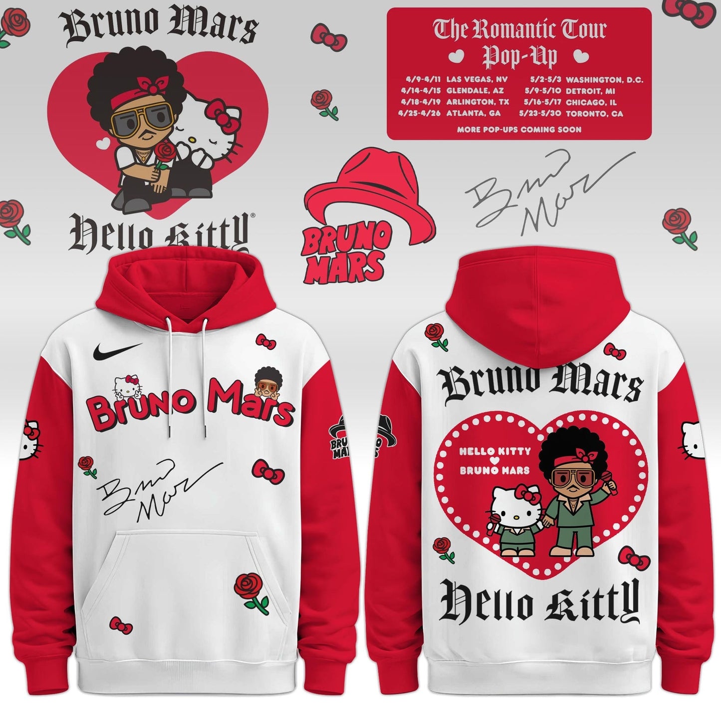 Bruno Mars x Hello Kitty "The Romantic Tour" Hoodie