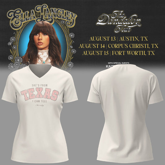 E.Langley “The Dandelion Tour” in Texas V-neck TShirt