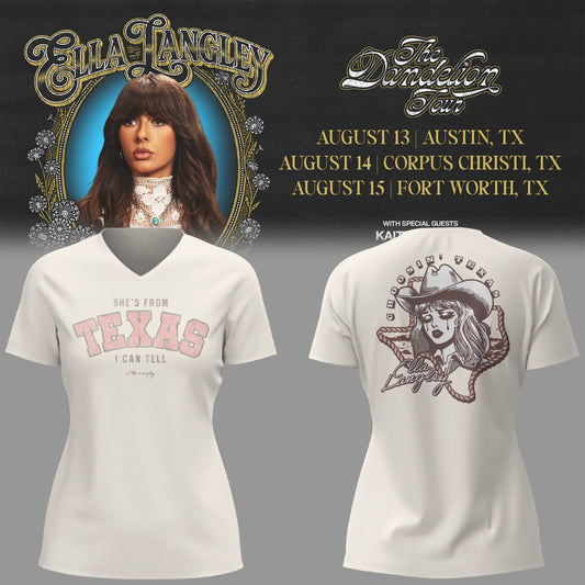 E.Langley “The Dandelion Tour” in Texas V-neck TShirt