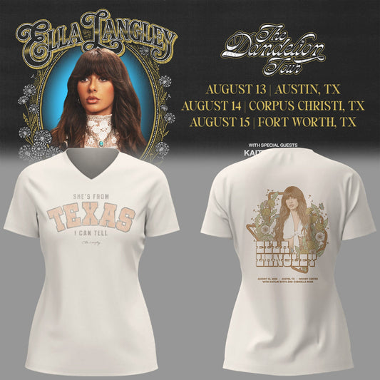 E.Langley “The Dandelion Tour” in Texas V-neck TShirt