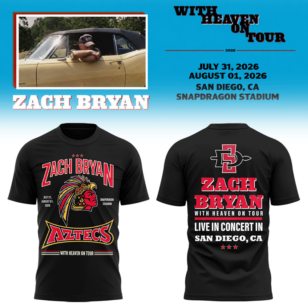 Limited Zach “With Heaven On Tour 2026.” At Snapdragon Stadium TShirt