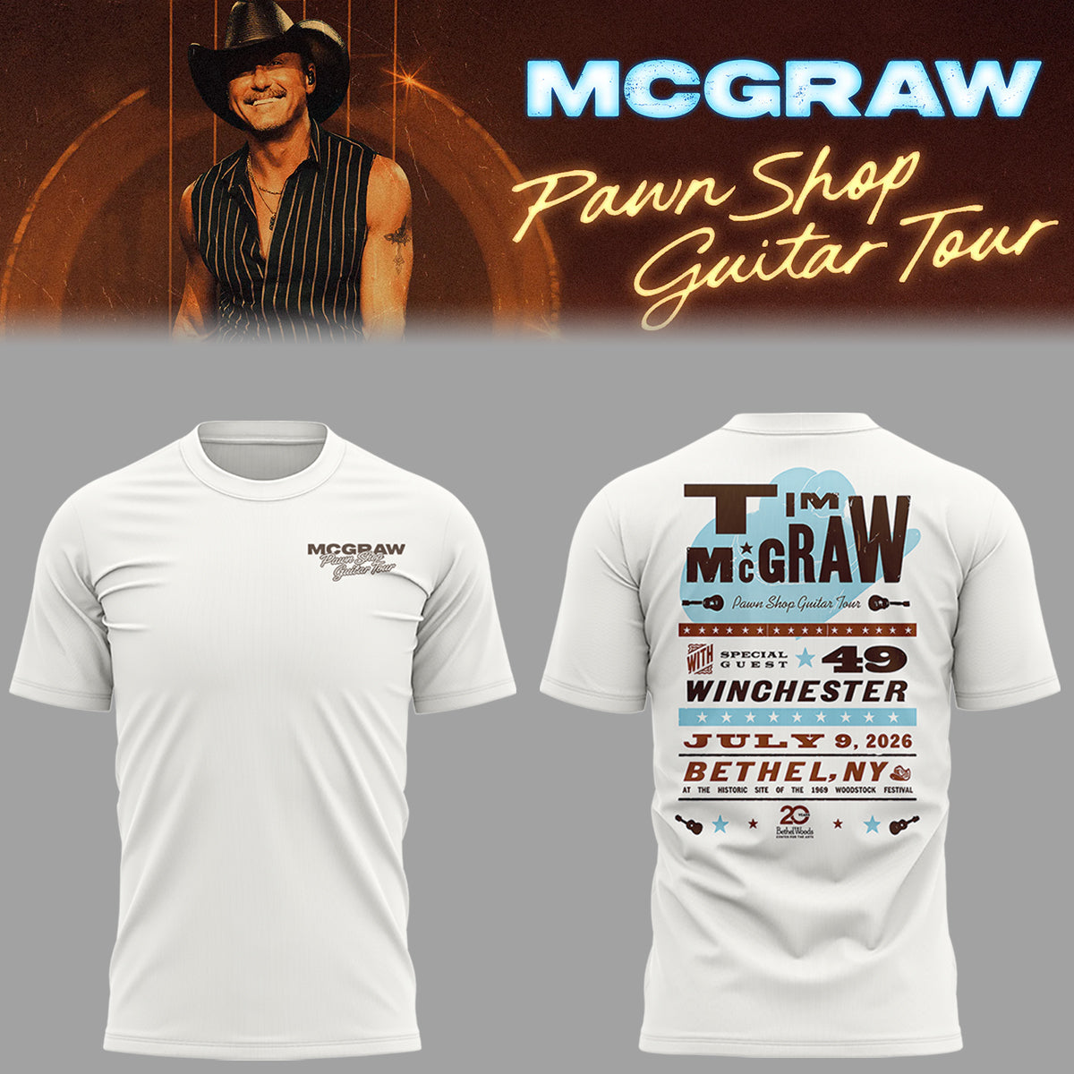 Limited Edition Pawn Shop Guitar Tour 2026 At Bethel, NY Shirt