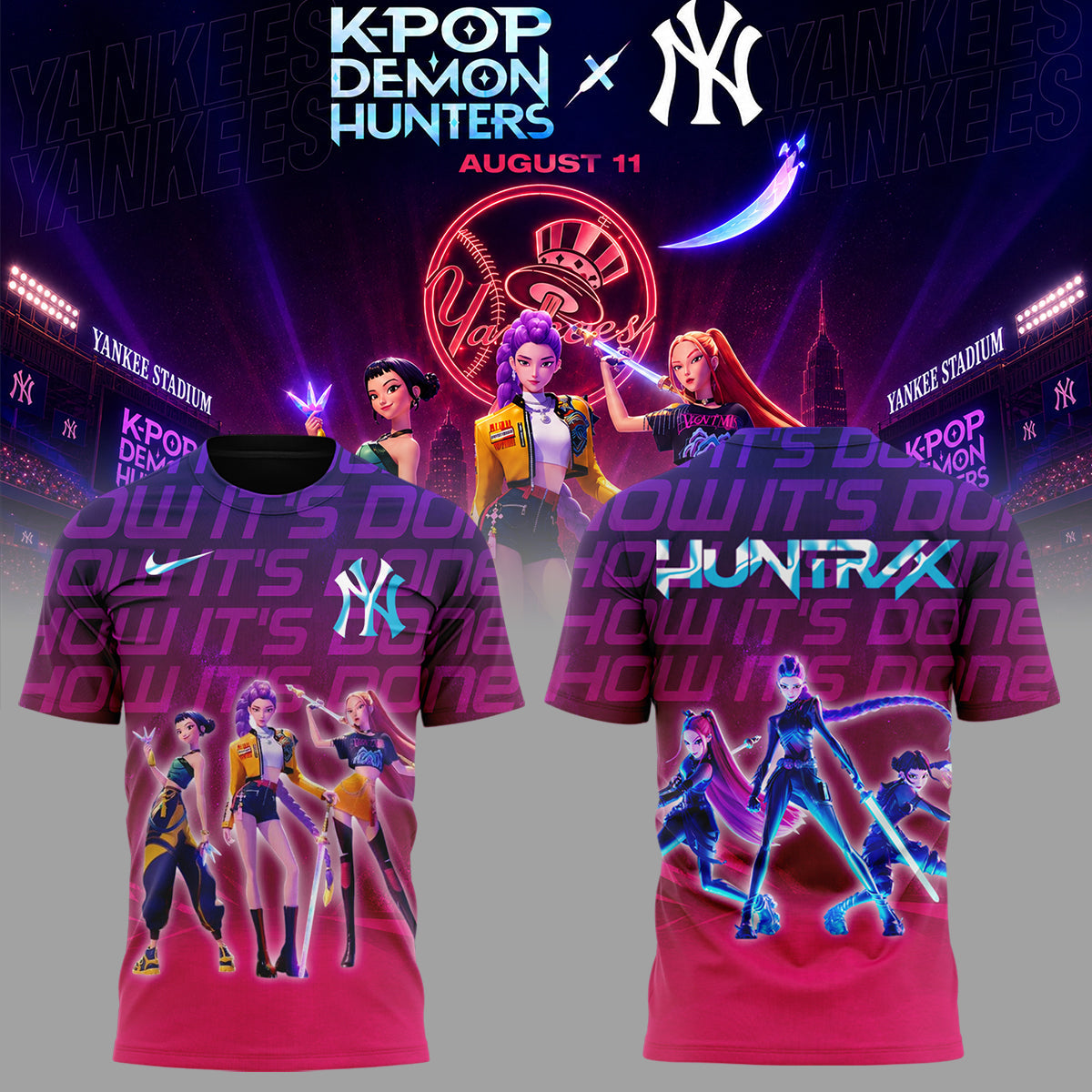 Limited Editon KPop Demon Hunters x Yankees Tshirt