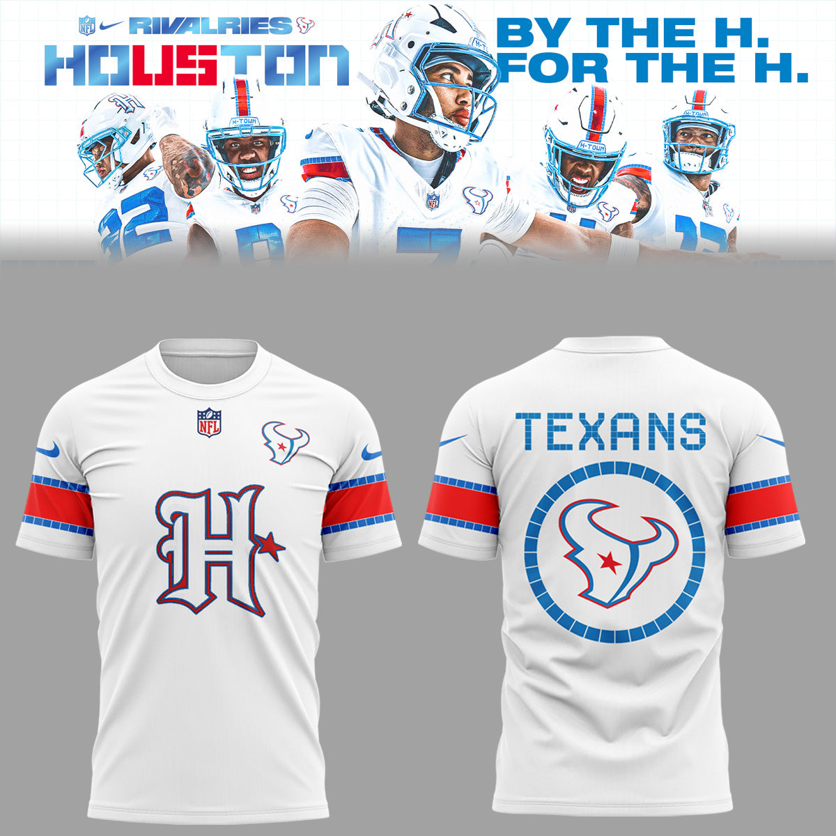Houston Texans Rivalries By the H. For the H. 2026 T-shirt / White
