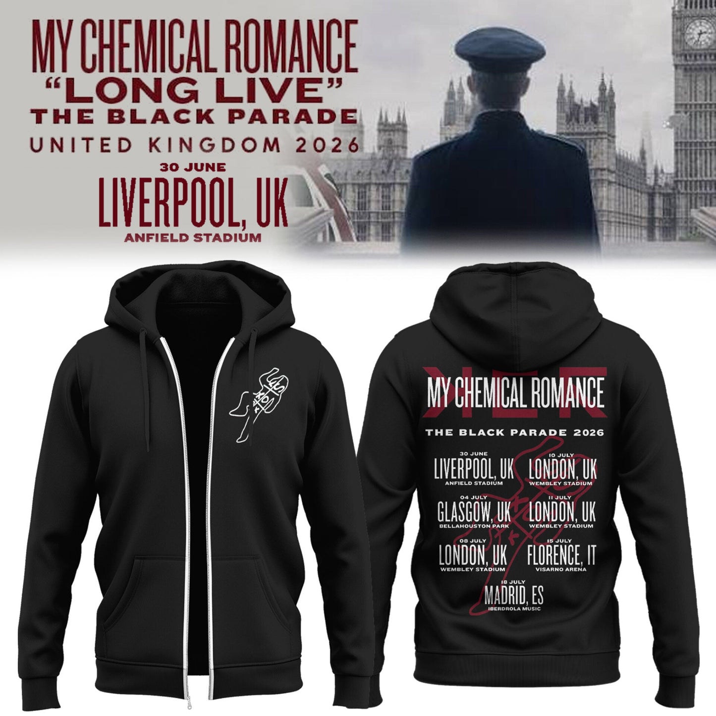 MCR The Black Parade TOUR 2026 Zip Hoodie