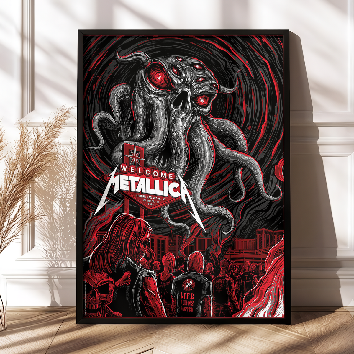 MTLC Life Burns Faster Las Vegas 2026 Night 1 Venue Poster Live At Sphere October 1 2026 Ktulu Art Poster Canvas