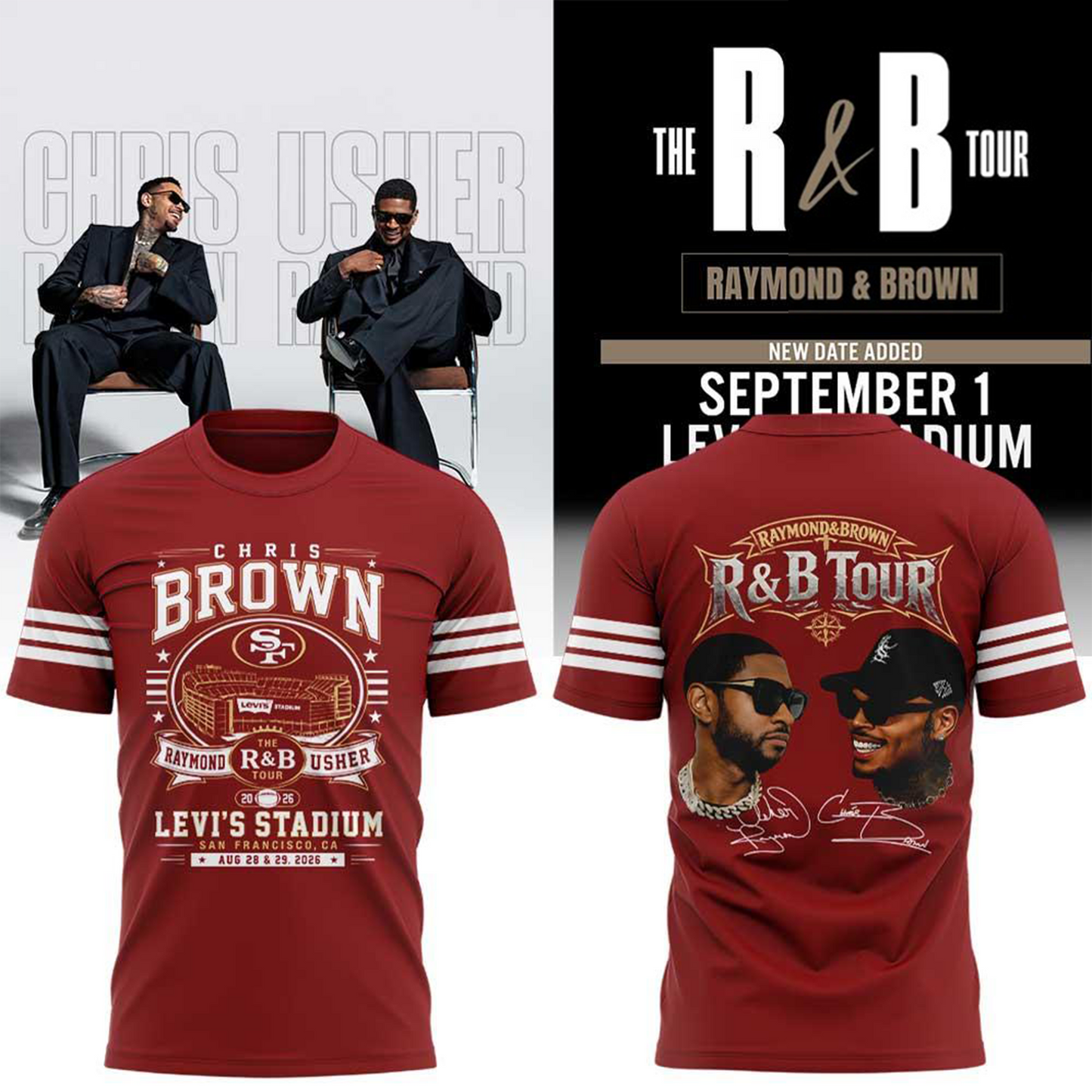 Chris Brown & Usher The R&B Tour 2026 Levi’s Stadium Shirt