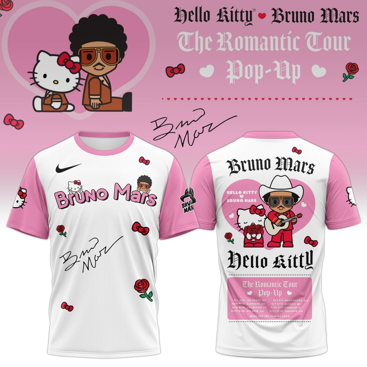 Bruno Mars x Hello Kitty "The Romantic Tour" T-shirt
