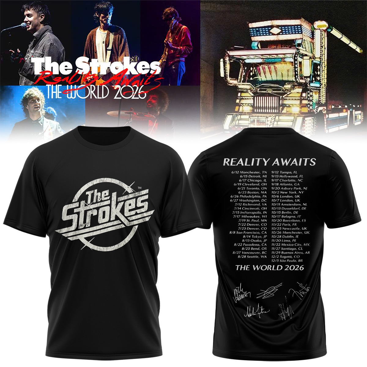 ,,.The Strokes Reality Awaits World Tour 2026 Limited Edition Signature – Tshirt