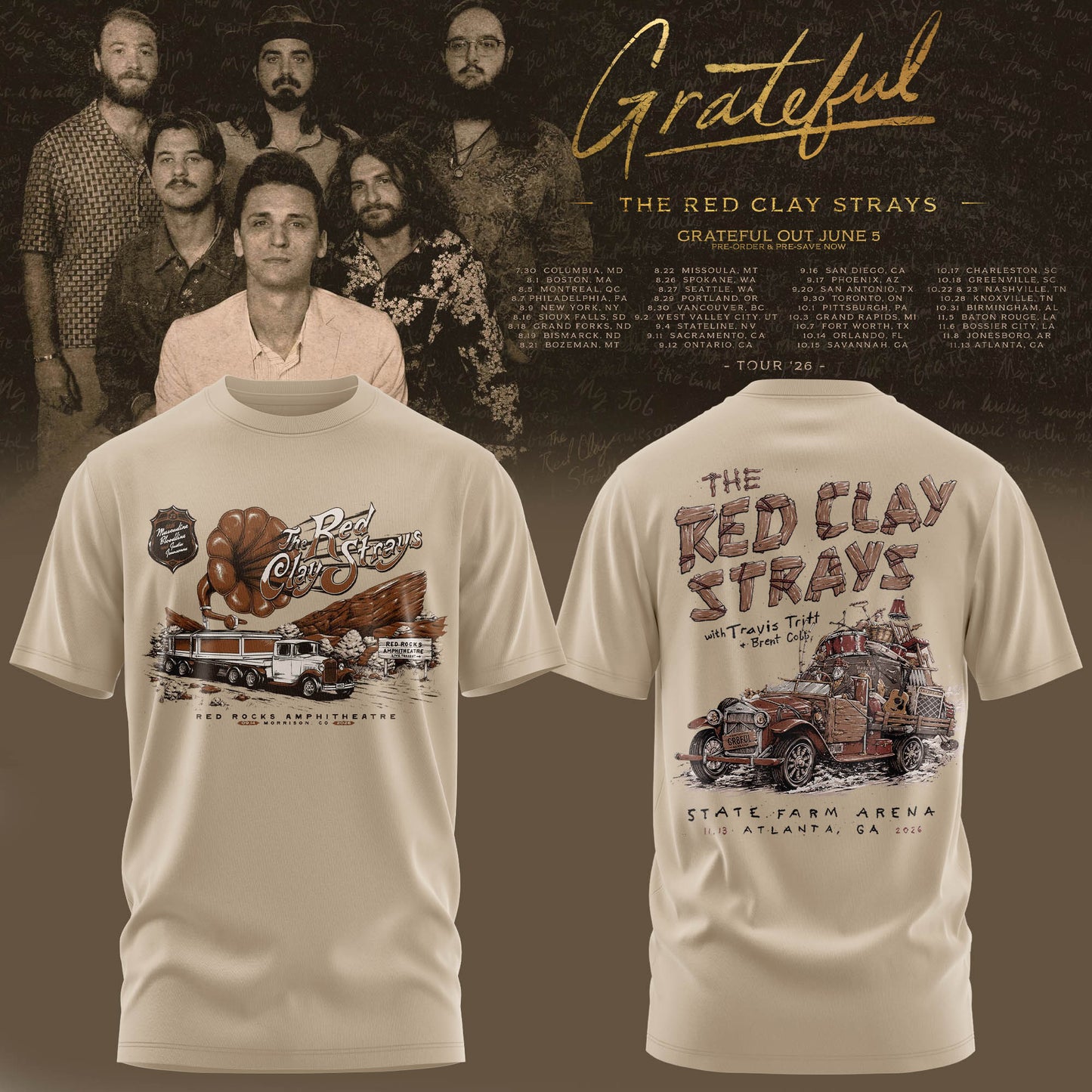 THE RED CLAY STRAYS 2026 TOUR MERCH T-SHIRT IS HERE