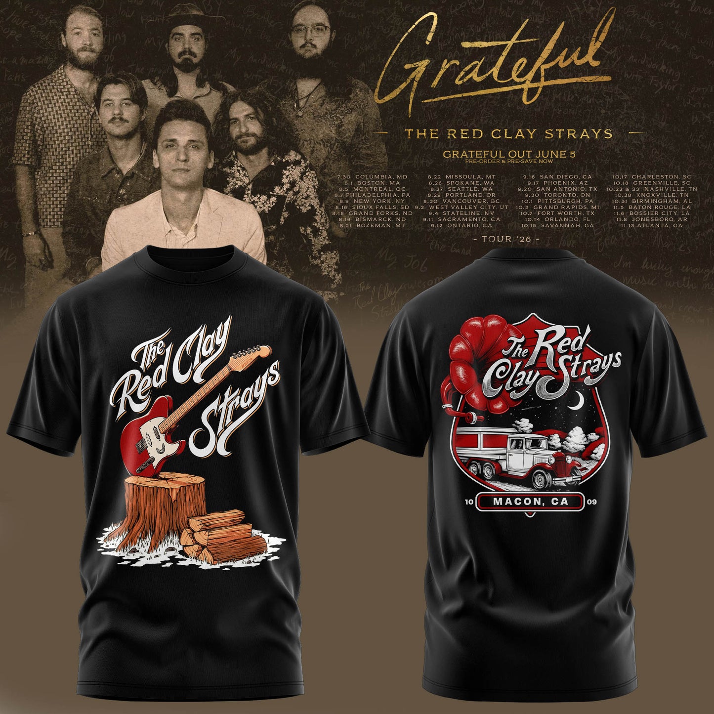 THE RED CLAY STRAYS 2026 TOUR MERCH T-SHIRT IS HERE
