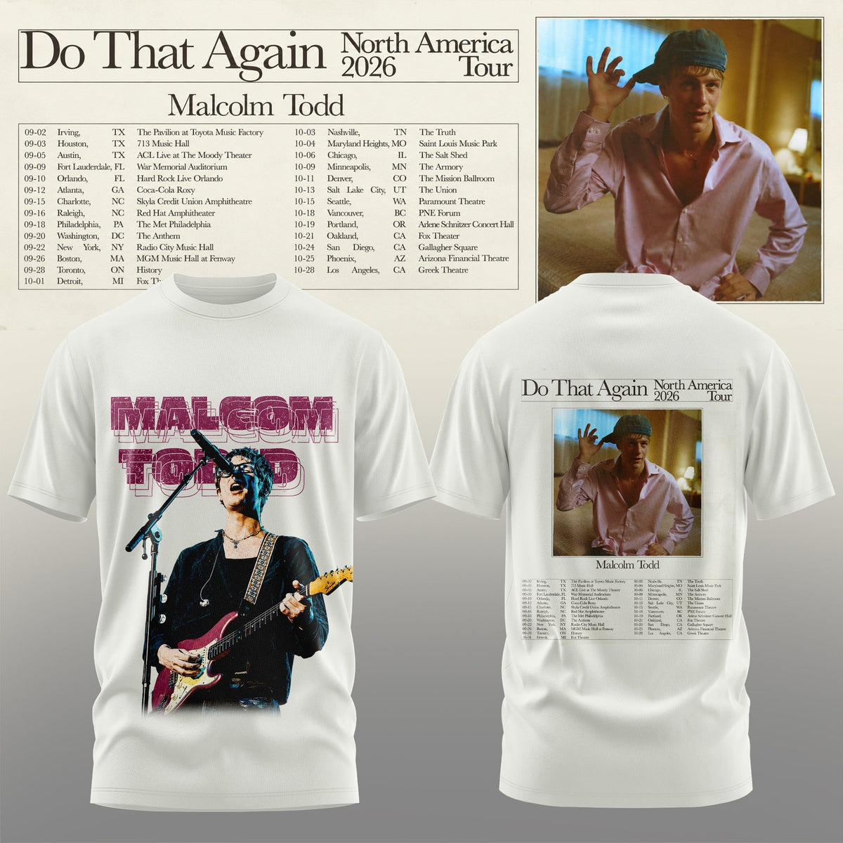 Malcom Todd – Do That Again 2026 Tour T-shirt