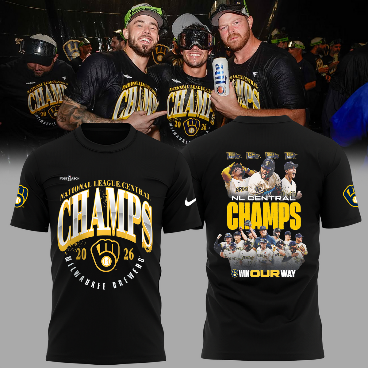 Milwaukee Brewers Fanatics 2026 NL Central Division Champions Locker Room T-Shirt (Copy)