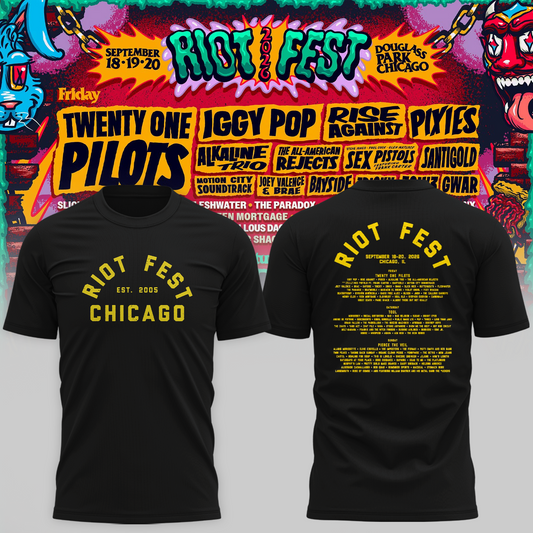 Riot Fest Collection Merch Chicago IL, September 18 20 2026 Two Sided Unisex T Shirt