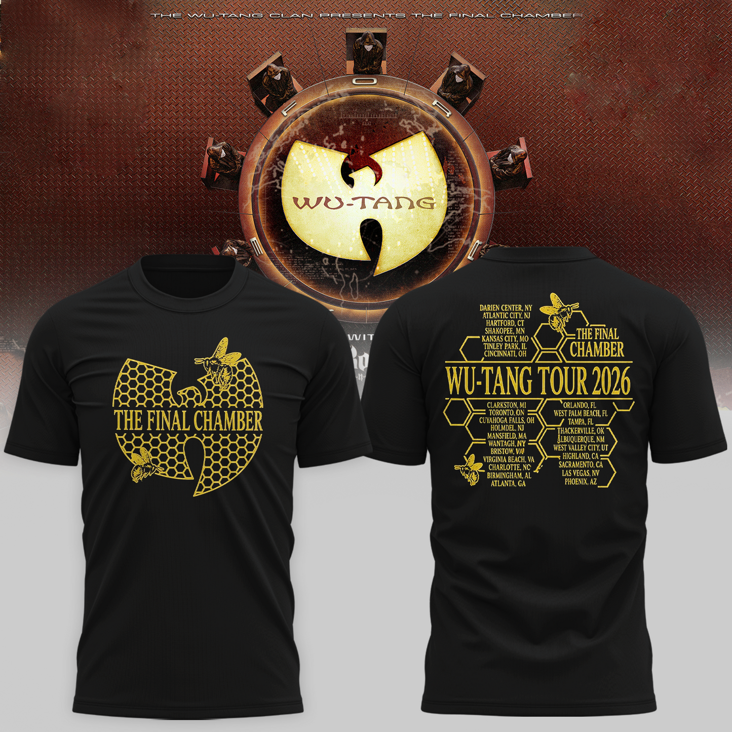 Wu-Tang Clan The Final Chamber Tour 2026 North America Merch Bee Comb T-Shirt