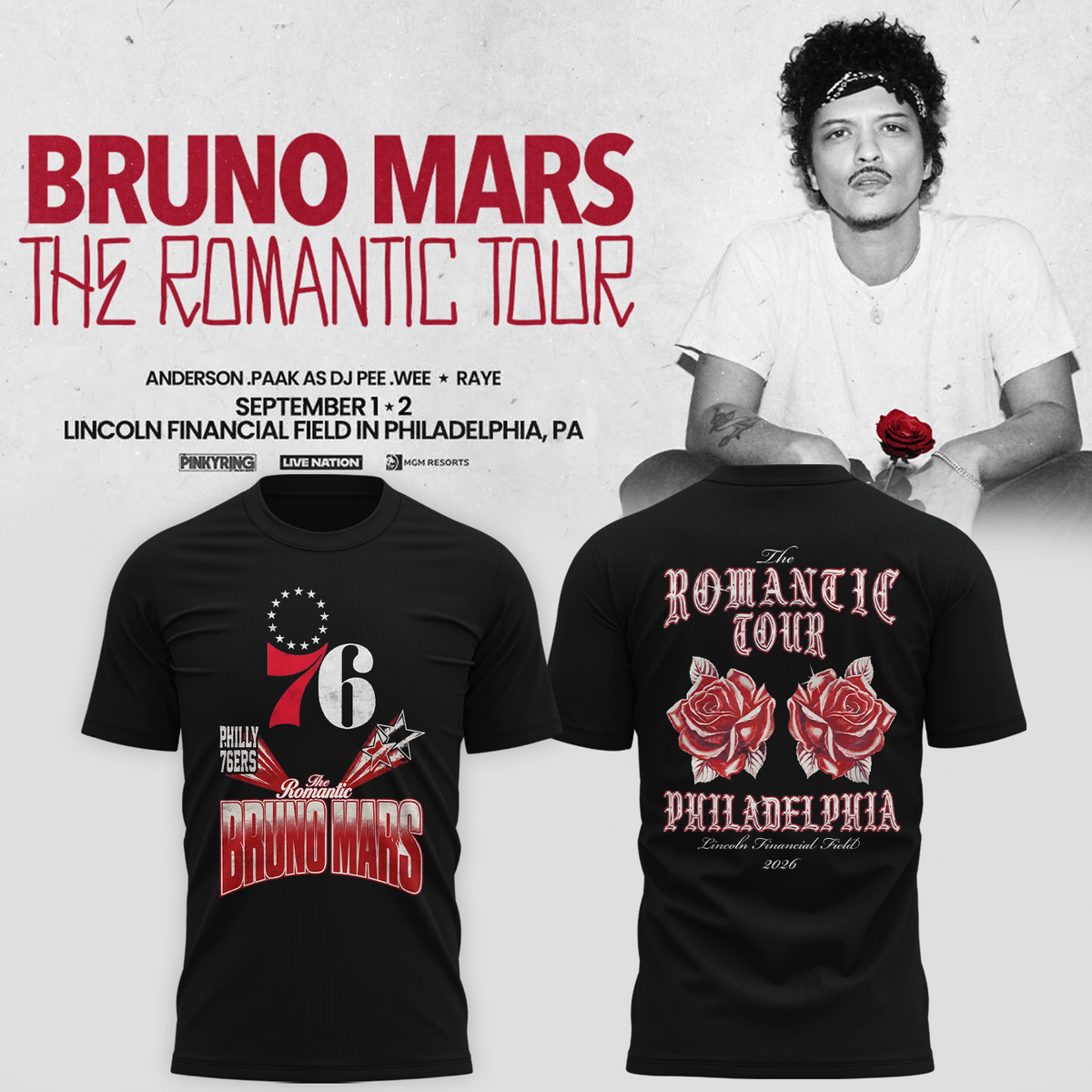 Special 2026 Bruno Mars x Philadelphia 76ers T-Shirt