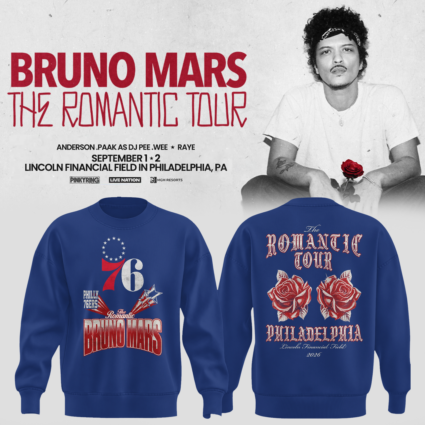 Special 2026 Bruno Mars x Philadelphia 76ers Sweater