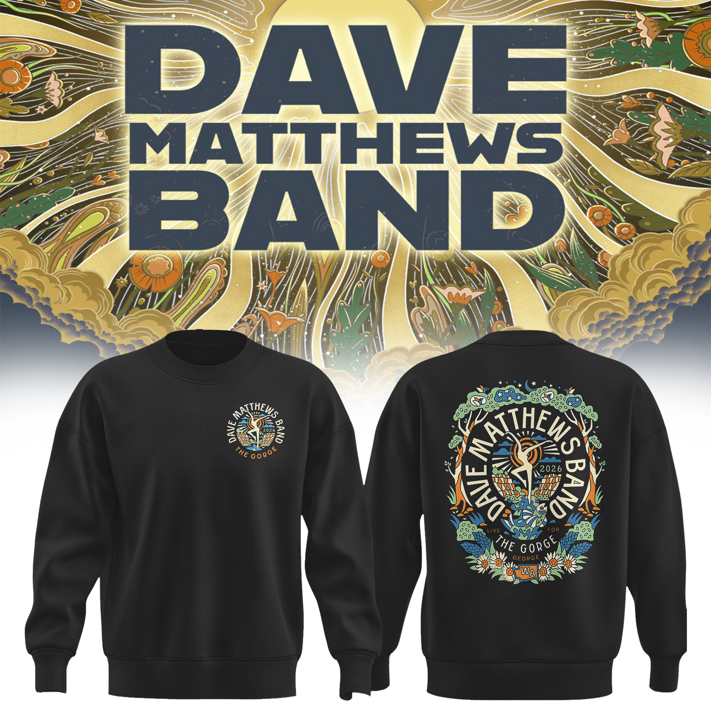 Dave Matthews Band George WA 2026 Gig Poster Live At The Gorge On September 4 5 6 2026 Sweater
