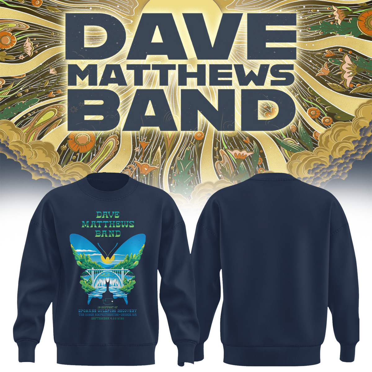Dave Matthews Band George WA 2026 Gig Poster Live At The Gorge On September 4 5 6 2026 Sweater