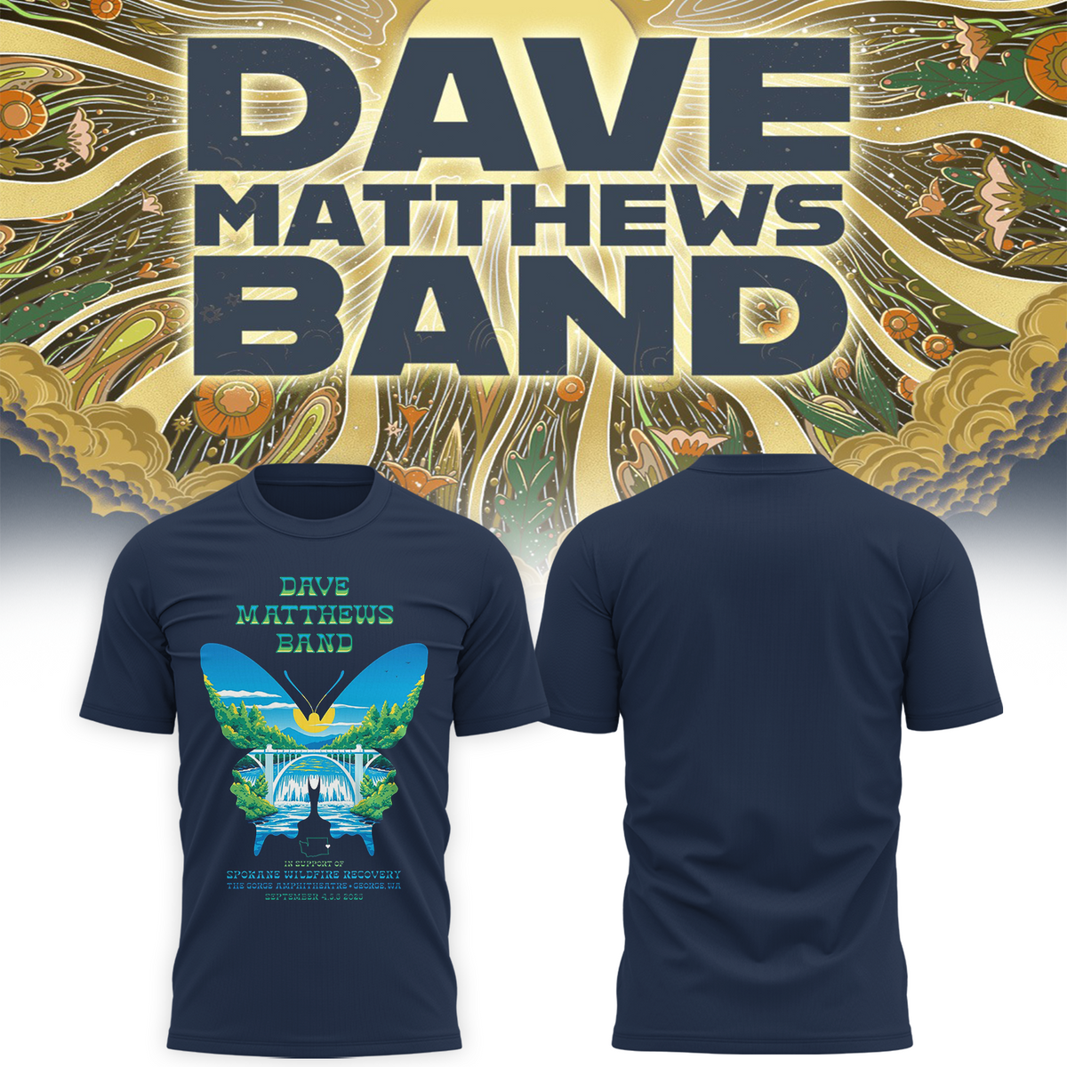 Dave Matthews Band George WA 2026 Gig Poster Live At The Gorge On September 4 5 6 2026 T shirt