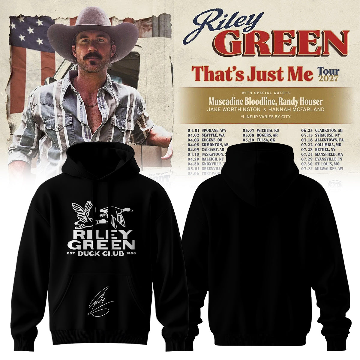 Riley Green That’s Just Me Tour signed Hoodie